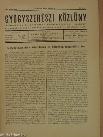 Gyógyszerészi Közlöny 1937. július 3.