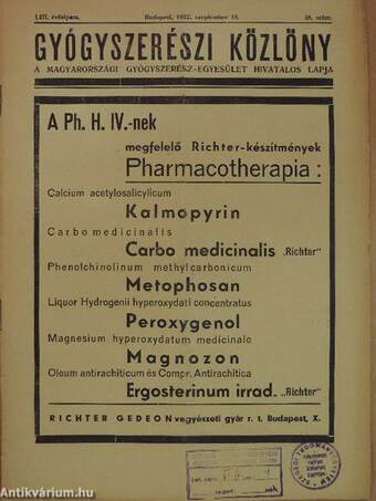 Gyógyszerészi Közlöny 1937. szeptember 18.