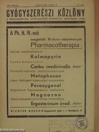 Gyógyszerészi Közlöny 1937. október 16.