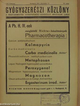 Gyógyszerészi Közlöny 1937. december 11.