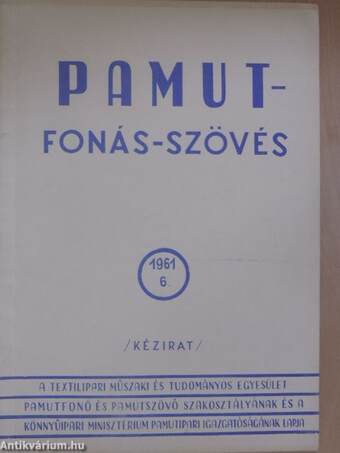 Pamut-Fonás-Szövés 1961/6.
