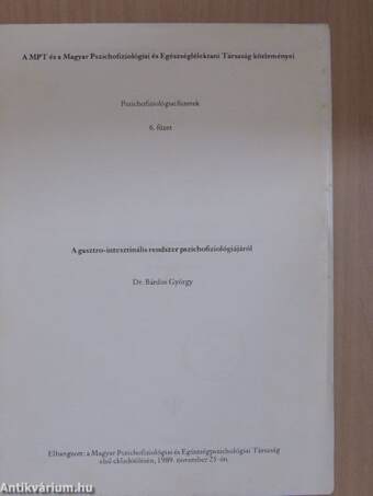 A gasztro-intesztinális rendszer pszichofiziológiájáról