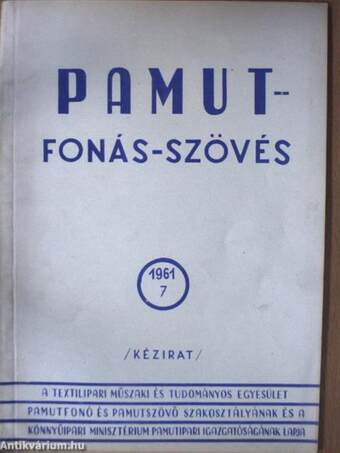 Pamut-Fonás-Szövés 1961/7.