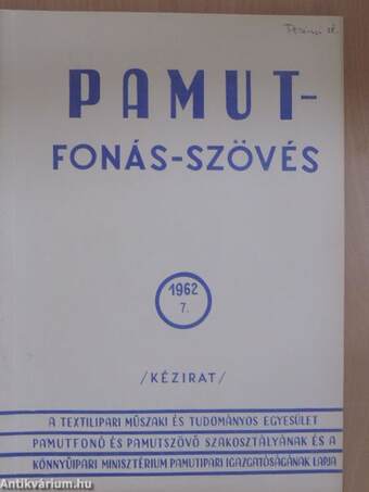 Pamut-Fonás-Szövés 1962/7.