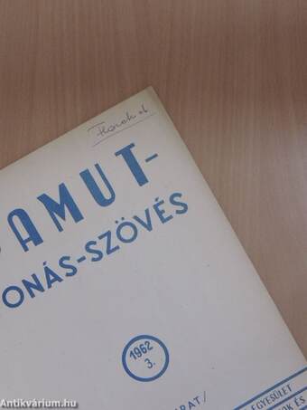 Pamut-Fonás-Szövés 1962/3.