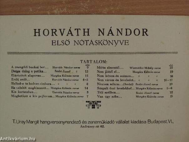 Horváth Nándor első nótáskönyve