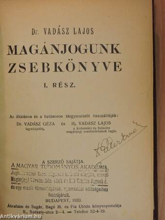 Magánjogunk zsebkönyve I-II.