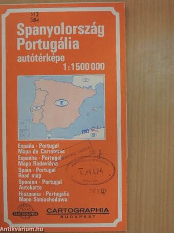 Spanyolország-Portugália autótérképe (térkép)