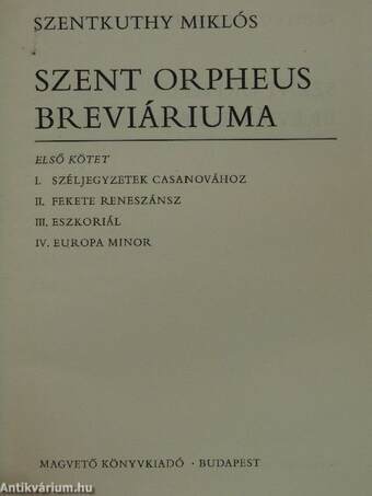 Szent Orpheus breviáriuma I-II.