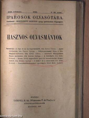 Iparosok olvasótára 1915/6-7., 1916/9-10.