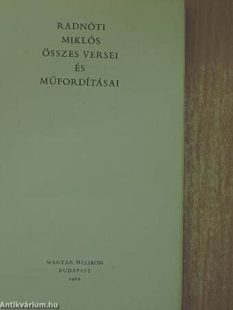 Radnóti Miklós összes versei és műfordításai