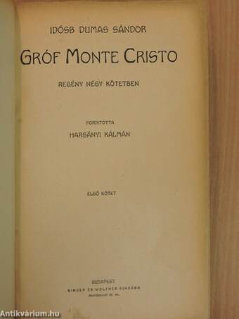 Gróf Monte Cristo I-IV.