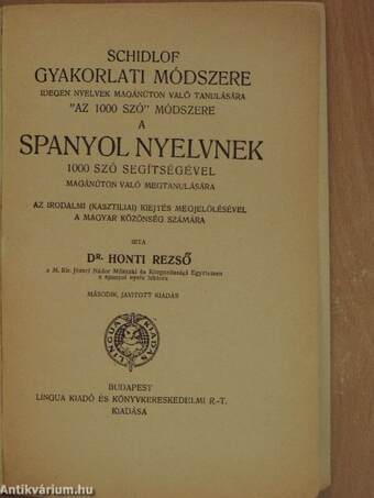 A spanyol nyelvnek 1000 szó segítségével magánúton való megtanulására