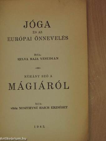 Jóga és az európai önnevelés/Néhány szó a mágiáról