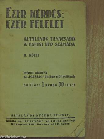 Ezer kérdés: ezer felelet II.