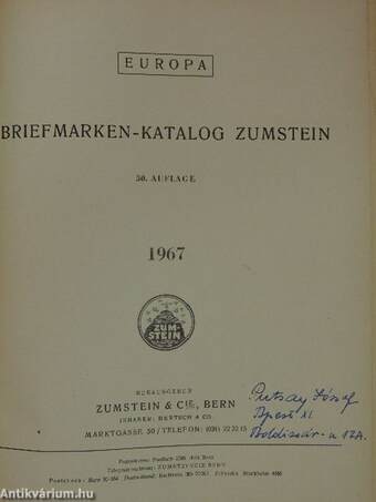 Briefmarken-katalog Zumstein - Europa 1967