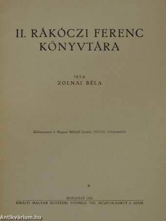 II. Rákóczi Ferenc könyvtára