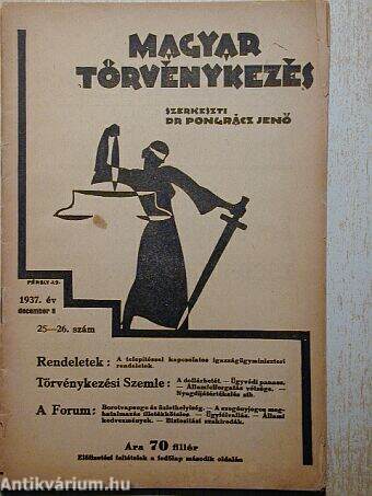 Magyar Törvénykezés 1937. december 8.