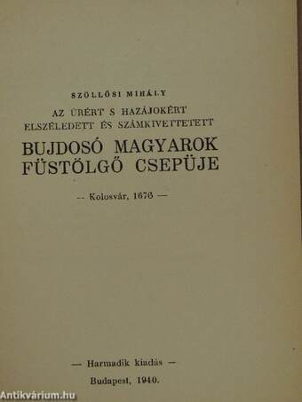 Az úrért s hazájokért elszéledett és számkivettetett bujdosó magyarok füstölgő csepüje