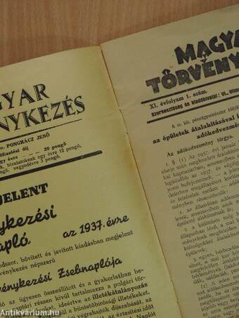 Magyar Törvénykezés 1937. január 10.