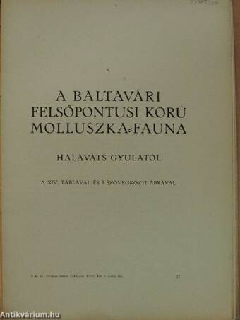 A baltavári felsőpontusi korú molluszka-fauna