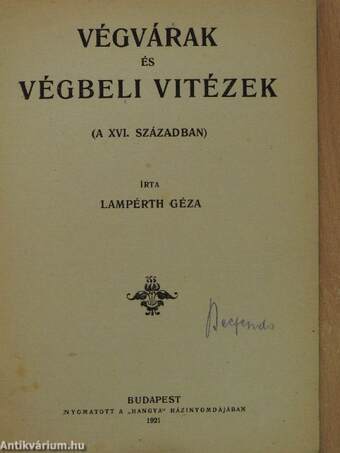 Végvárak és végbeli vitézek