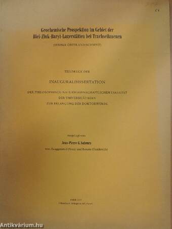 Geochemische Prospektion im Gebiet der Blei-Zink-Baryt-Lagerstätten bei Trachsellauenen