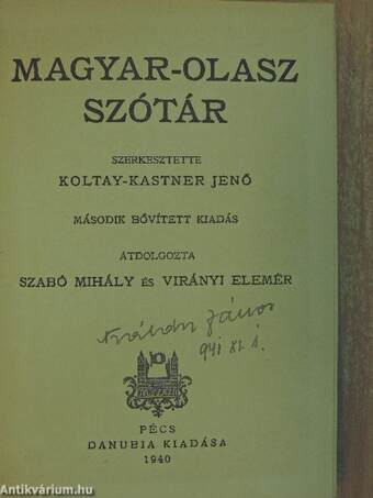 Olasz-magyar szótár/magyar-olasz szótár I-II.
