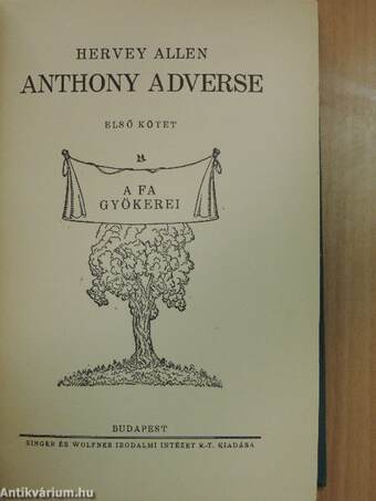 Anthony Adverse I-III.