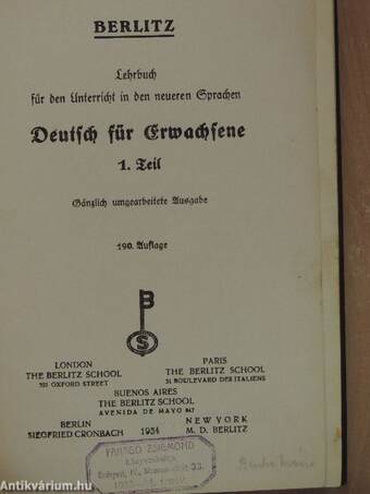 Berlitz Deutsch für Erwachsene 1. Teil (Gótbetűs)