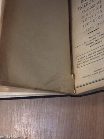 Kulcs az Irodalmi Tájékoztató válogatott magyar könyvek jegyzékéhez 1937-1940/Irodalmi tájékoztató válogatott magyar könyvek jegyzéke 1937-1940
