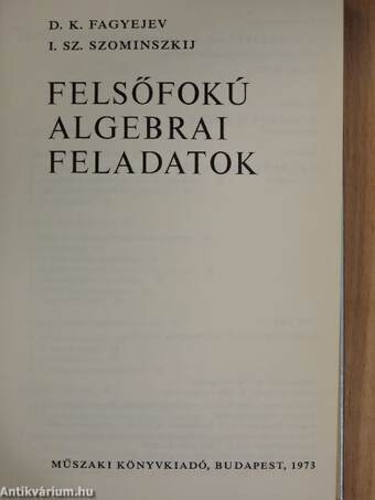 Felsőfokú algebrai feladatok