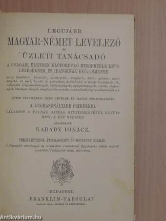 Legujabb magyar-német levelező és üzleti tanácsadó