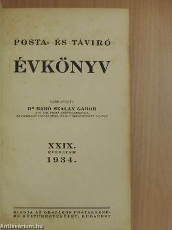 Posta- és táviró évkönyv 1934.