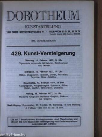 Dorotheum Kunstabteilung 429. Kunst-Versteigerung