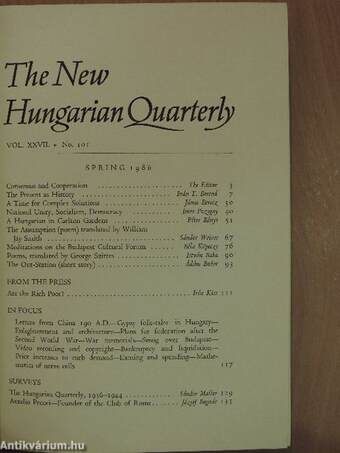 The New Hungarian Quarterly Spring 1986.