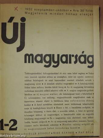 Új magyarság 1932. szeptember-1933. augusztus/1933. szeptember-1934. július (nem teljes évfolyam)