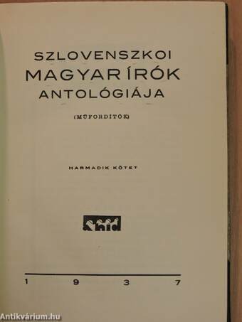 Szlovenszkói magyar írók antológiája III.