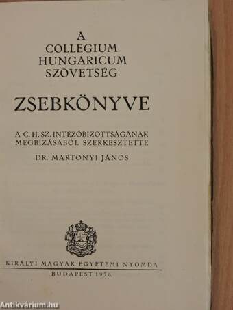 A Collegium Hungaricum Szövetség Zsebkönyve