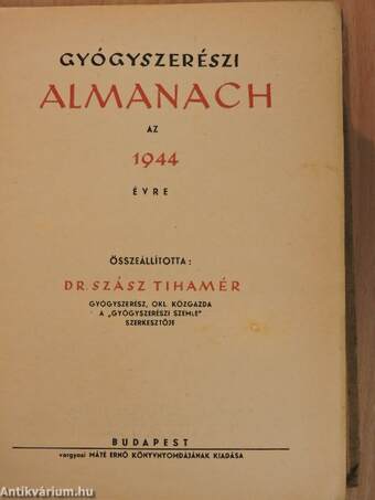 Gyógyszerészi almanach az 1944. évre