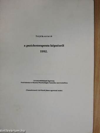 Tájékoztató a pszichoterapeuta képzésről 1992.