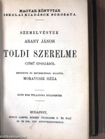 Olasz elbeszélők tára II./Szép angyalka/Kis képek/Az első lopás/Jóka ördöge/Szemelvények Arany János Toldi szerelme czímű eposzából/János király/Hamlet dán királyfi/Utolsó szerelem és egyéb elbeszélések