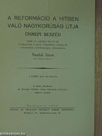 A reformáció a hitben való nagykorúság útja