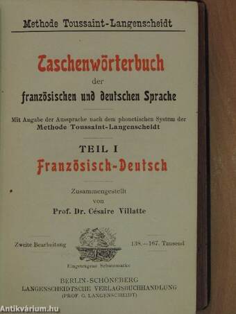 Taschenwörterbuch der französischen und deutschen Sprache/Das deutsche Zeitwort I-II.