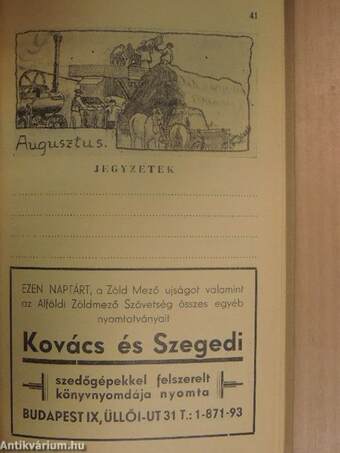 Zöldmező naptár 1937.