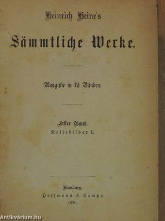 Heinrich Heine's Sämmtliche Werke 1-6., 9-12. (gótbetűs) (nem teljes sorozat)