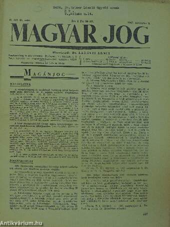 Magyar Jog 1947. november 5.