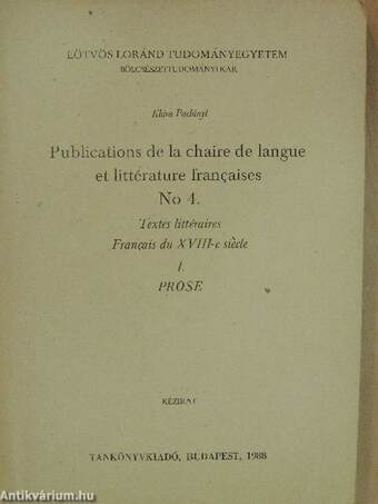Textes littéraires Francais du XVIII-e siécle I.