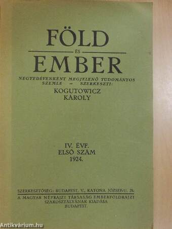 Föld és Ember 1924/1-4.