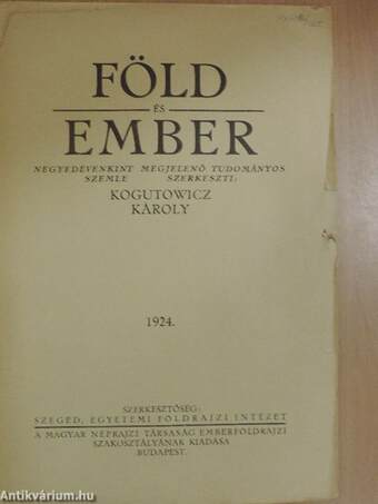 Föld és Ember 1924/1-4.